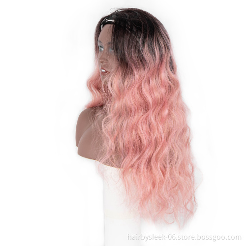 Rebecca super long straight deep body wave braid ombre color Different hair styles in pink synthetic hair headband wig for woman
